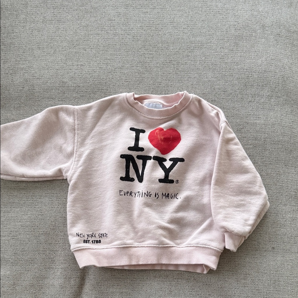 Zara Kids 'I Love NY' Sweatshirt - Light Pink